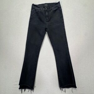 Mother Insider Crop Step Fray Jeans Black Not Rough Enough High Rise Size 26